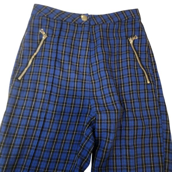 Tiger Mist Pants Womans Small Blue Plaid Zip Pockets Slim Clueless Retro Y2K - Picture 3 of 8